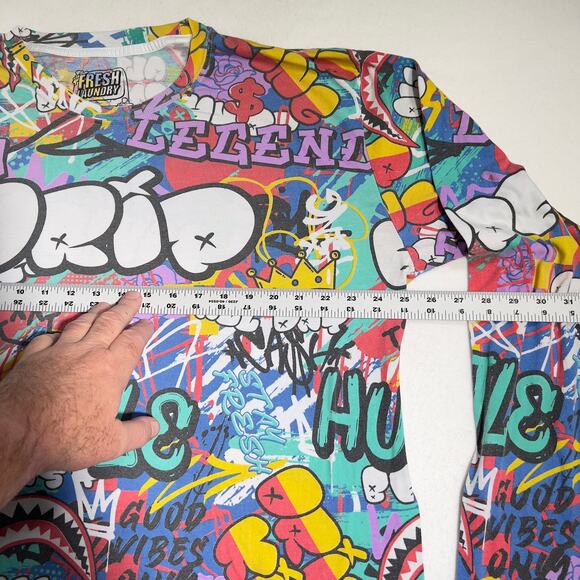 Fresh Laundry T-Shirt Woman's 2XL Graffiti Art Mutli-Color Crew Neck Urban Art - Picture 5 of 10
